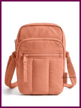 RFID Blocking Puffer Crossbody Bag Mini Cell Phone Purse Adjustable Strap